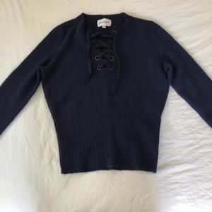 Olive and Oak Lace-Up Sweater